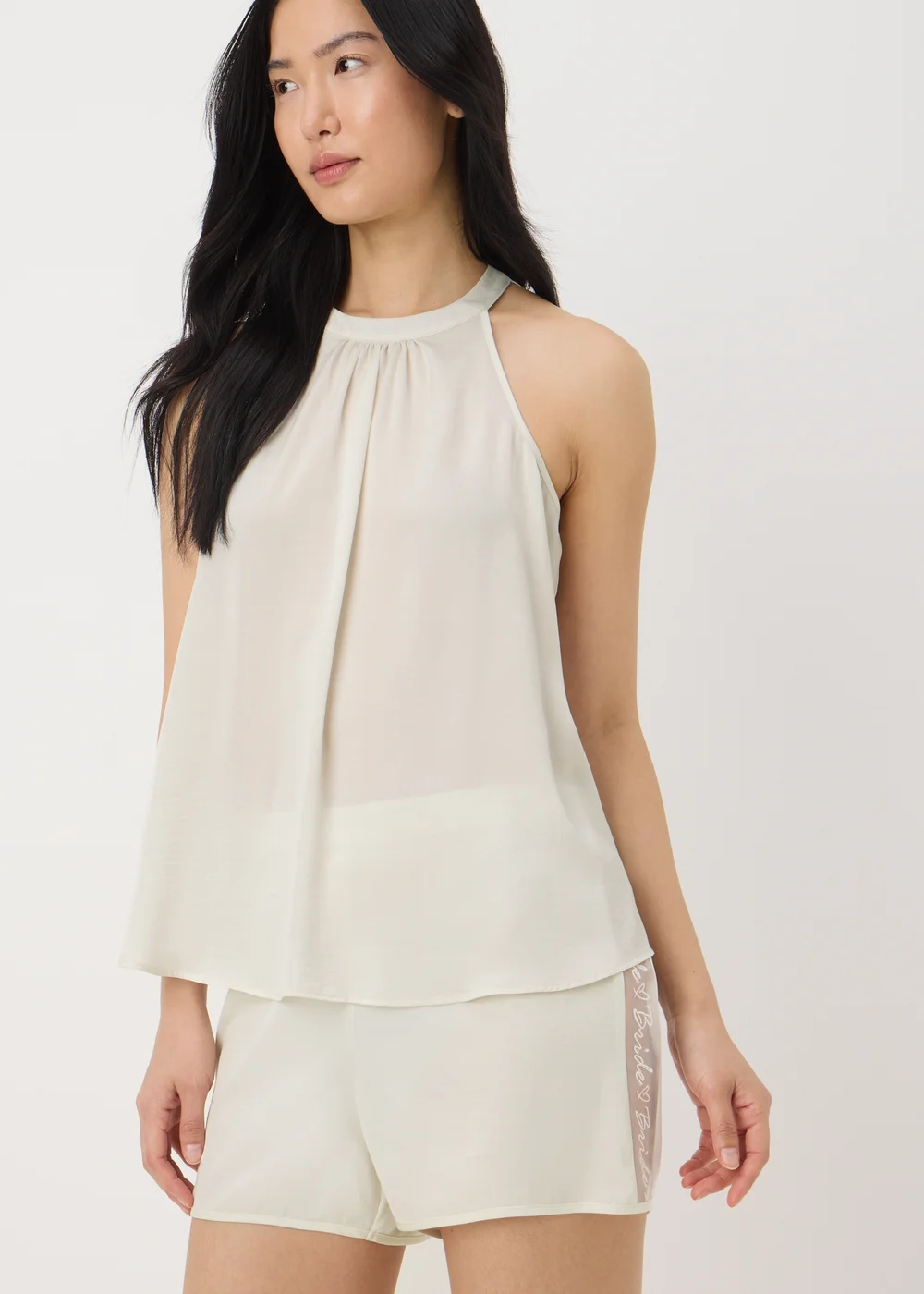 Cream Bride Halter Neck Pyjama Set - Size 8 Image 1