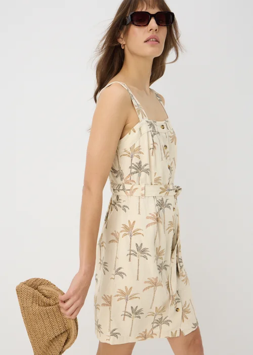 Stone Palm Print Linen Blend Dress - 8 Image 1