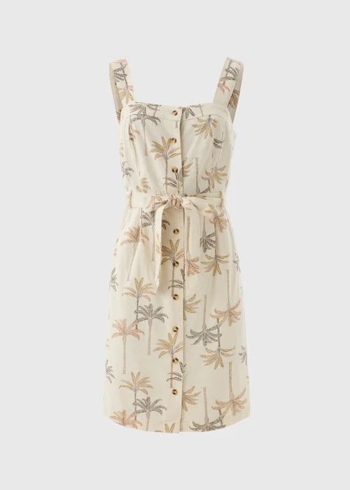 Stone Palm Print Linen Blend Dress - 8 Image 4
