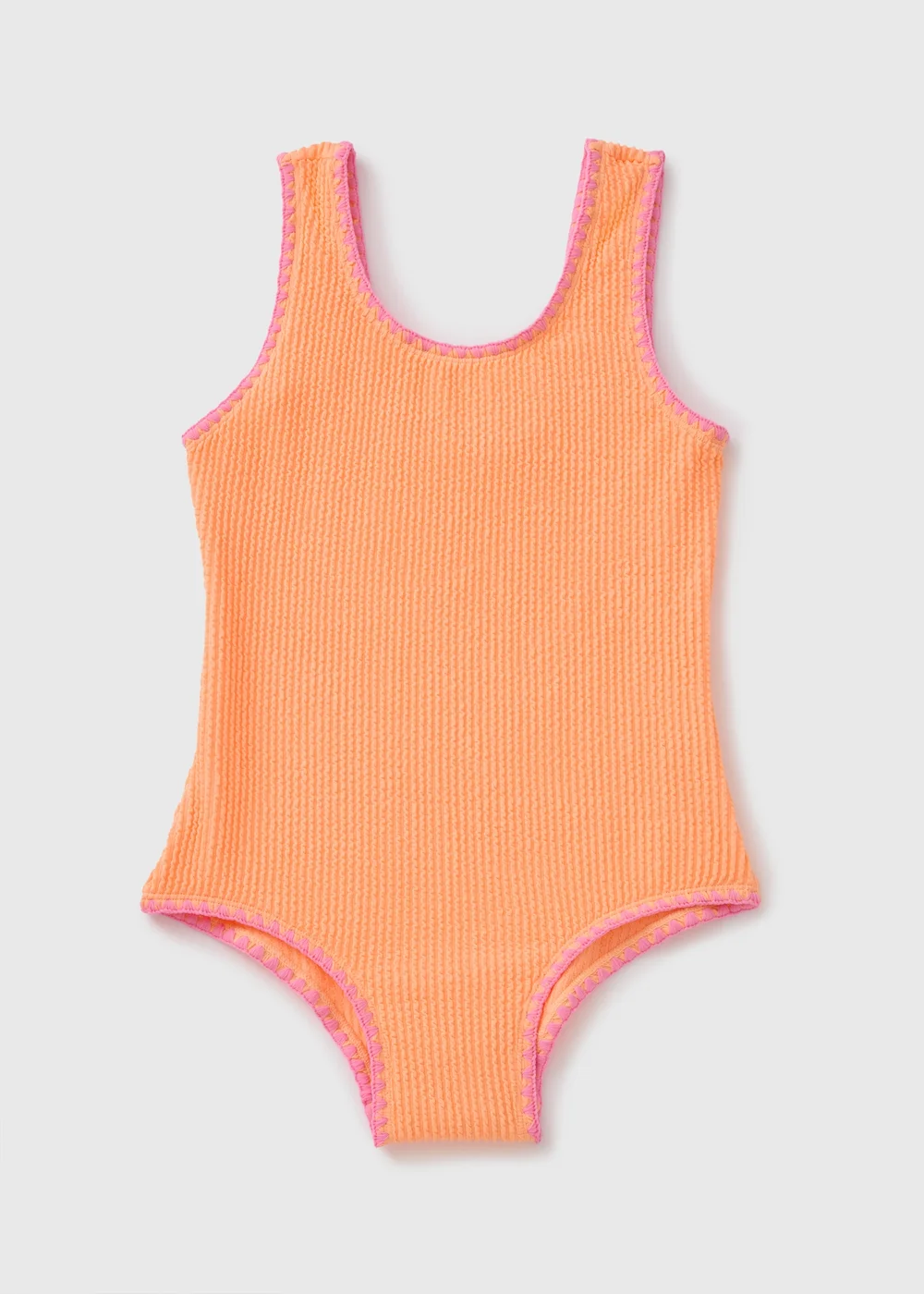 Girls Orange Crinkle Swimsuit (7-15yrs) - 6-7 Yrs Image 1