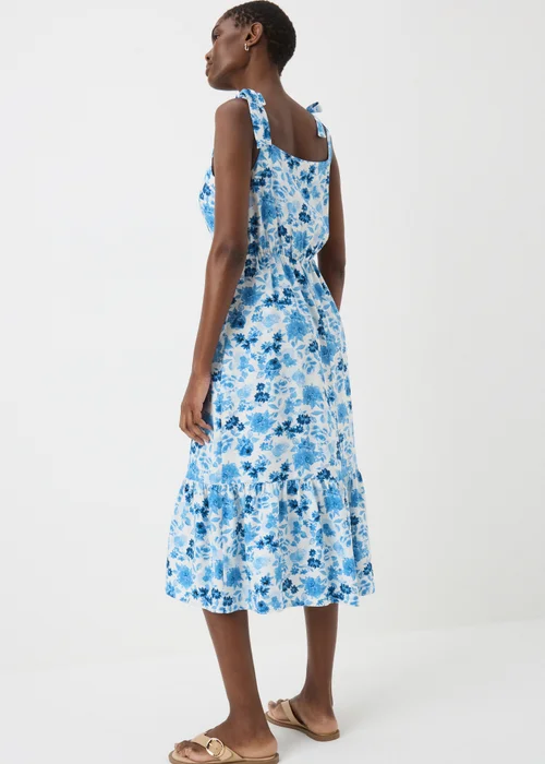 Blue Floral Tie Midi Dress - 8 Image 2