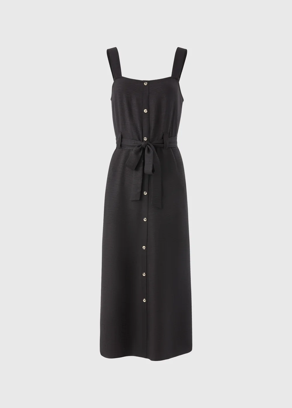 Black Square Neck Belted Midi Dress - 8 Image 4