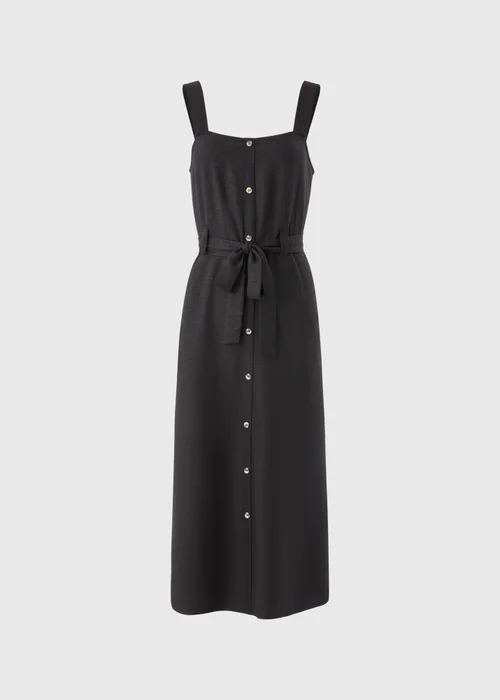 Black Square Neck Belted Midi Dress - 8 Image 4