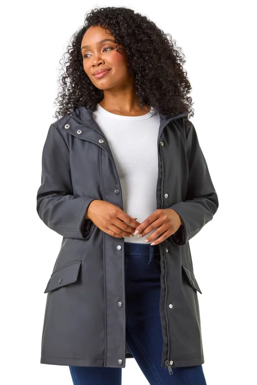 Roman Navy Petite Hooded Zip & Pocket Raincoat - 12 Image 1