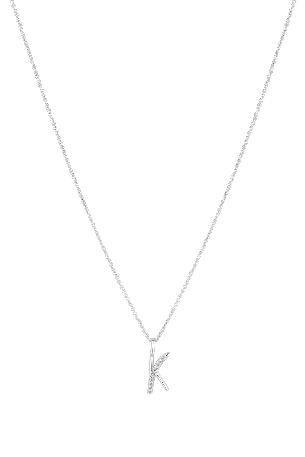 Simply Silver Sterling Silver 925 Polished & Cubic Zirconia Initial Pendant - K - S Image 1