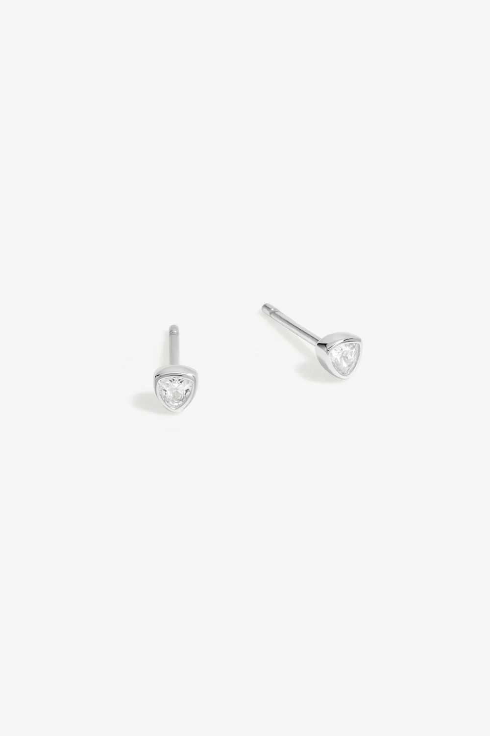 Simply Silver Sterling Silver 925 Cubic Zirconia Trilliant Stud Earrings - One Size Image 1