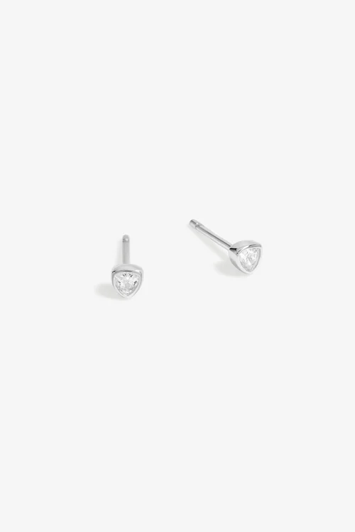 Simply Silver Sterling Silver 925 Cubic Zirconia Trilliant Stud Earrings - One Size Image 1