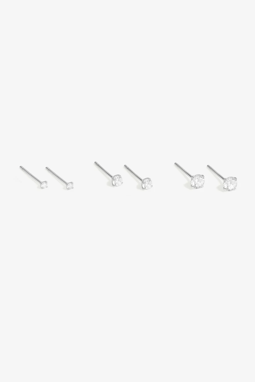 Simply Silver Sterling Silver 925 Cubic Zirconia Classic Round Earrings (Pack of 3) - One Size Image 1