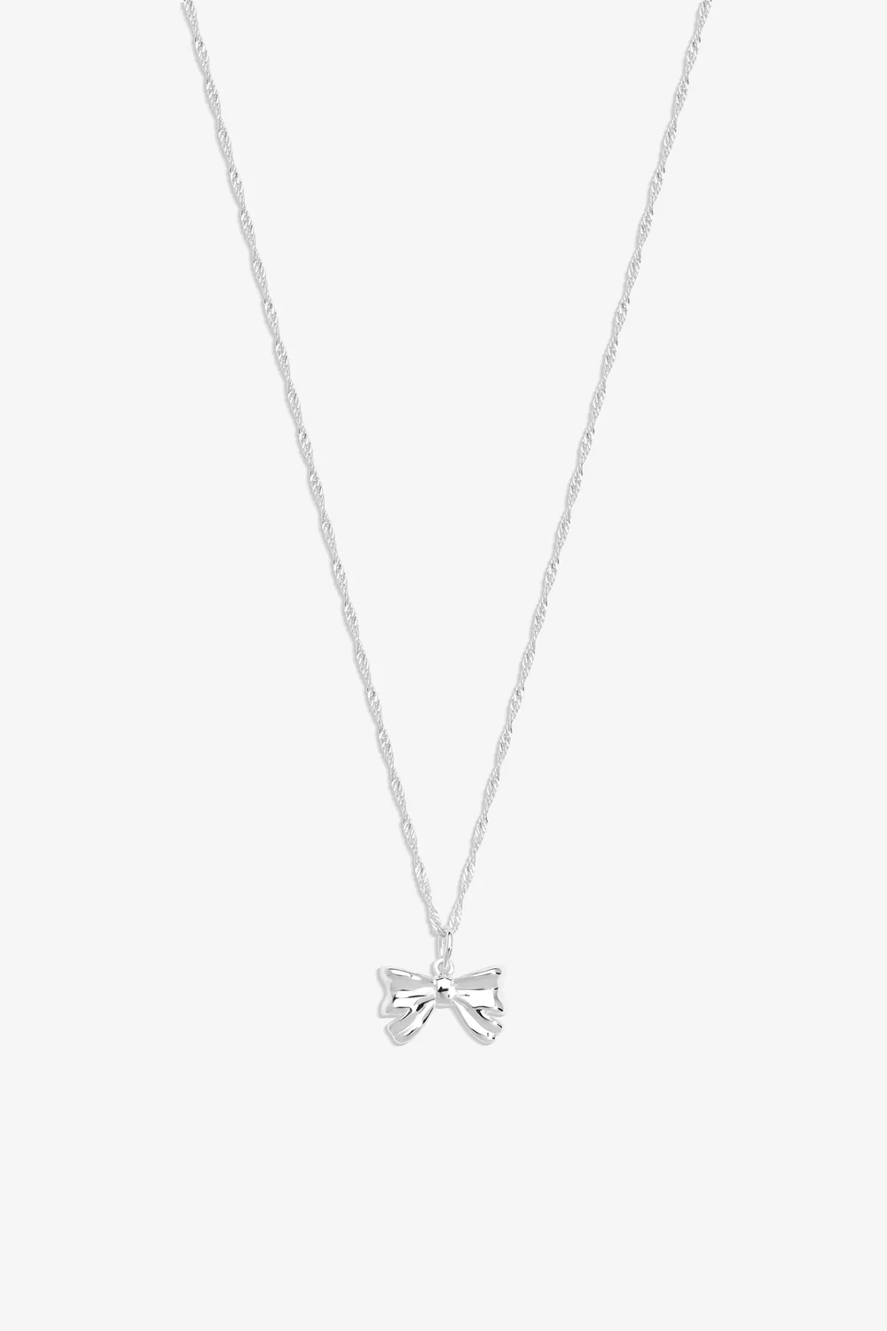 Simply Silver Sterling Silver 925 Polished Bow Pendant Necklace - One Size Image 1
