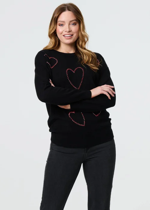 Izabel London Black Heart Embellished Long Sleeve Jumper - 8 Image 4