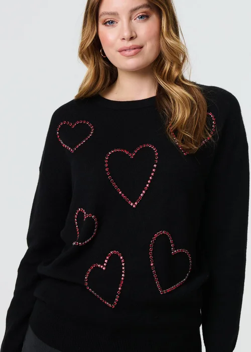Izabel London Black Heart Embellished Long Sleeve Jumper - 8 Image 2