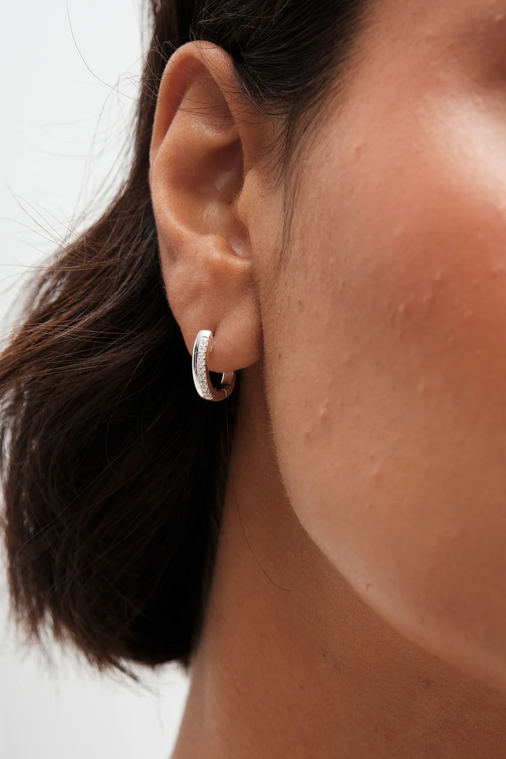 Simply Silver Sterling Silver 925 Cubic Zirconia & Polished Hoop Earrings - One Size Image 1