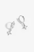 Simply Silver Sterling Silver 925 Polished and Cubic Zirconia Silver Crystal Celestial Charm Hoop Earrings - One Size Image 1