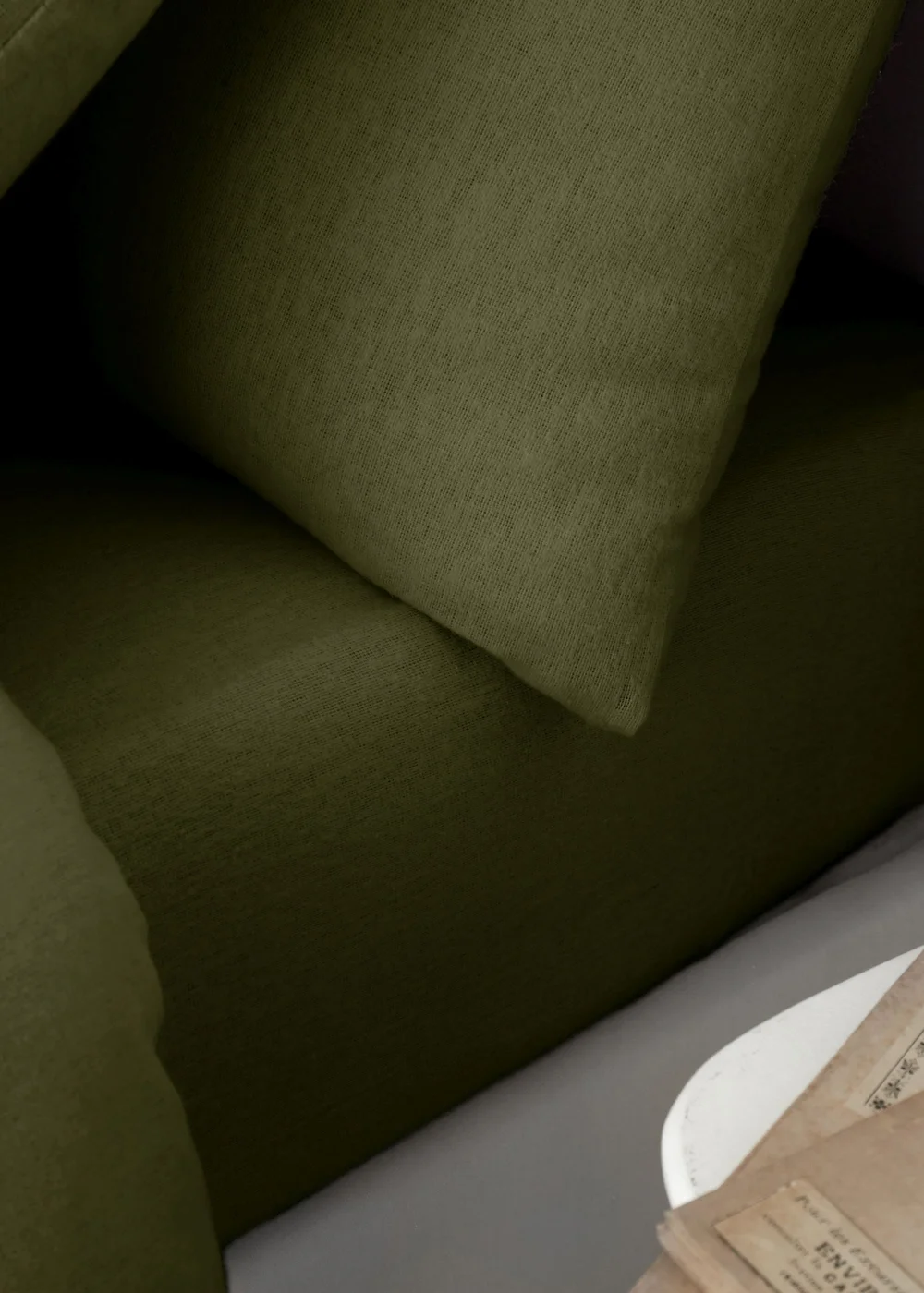 Catherine Lansfield Brushed Cotton Fitted Sheet Green - Fitted Single Image 1