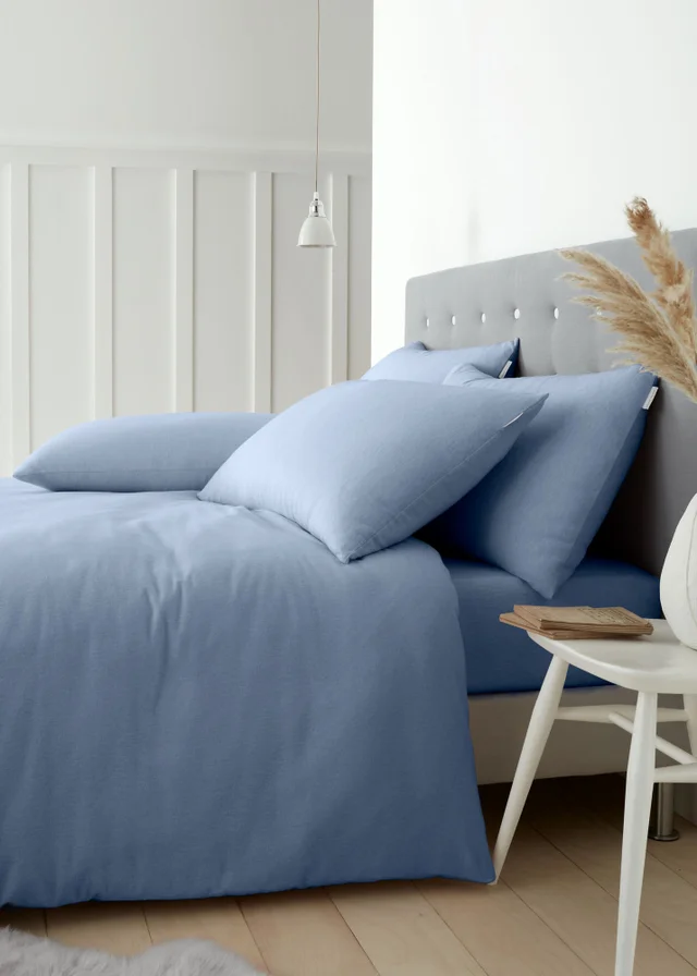 Catherine Lansfield Blue Brushed Cotton Duvet Set