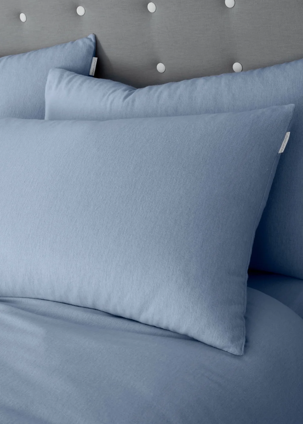 Catherine Lansfield Blue Brushed Cotton Duvet Set - Single Image 2
