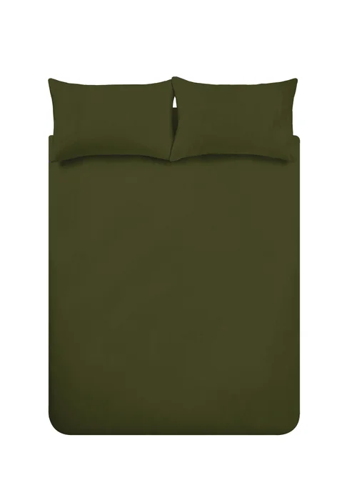 Catherine Lansfield Green Brushed Cotton Duvet Set - Single Image 4
