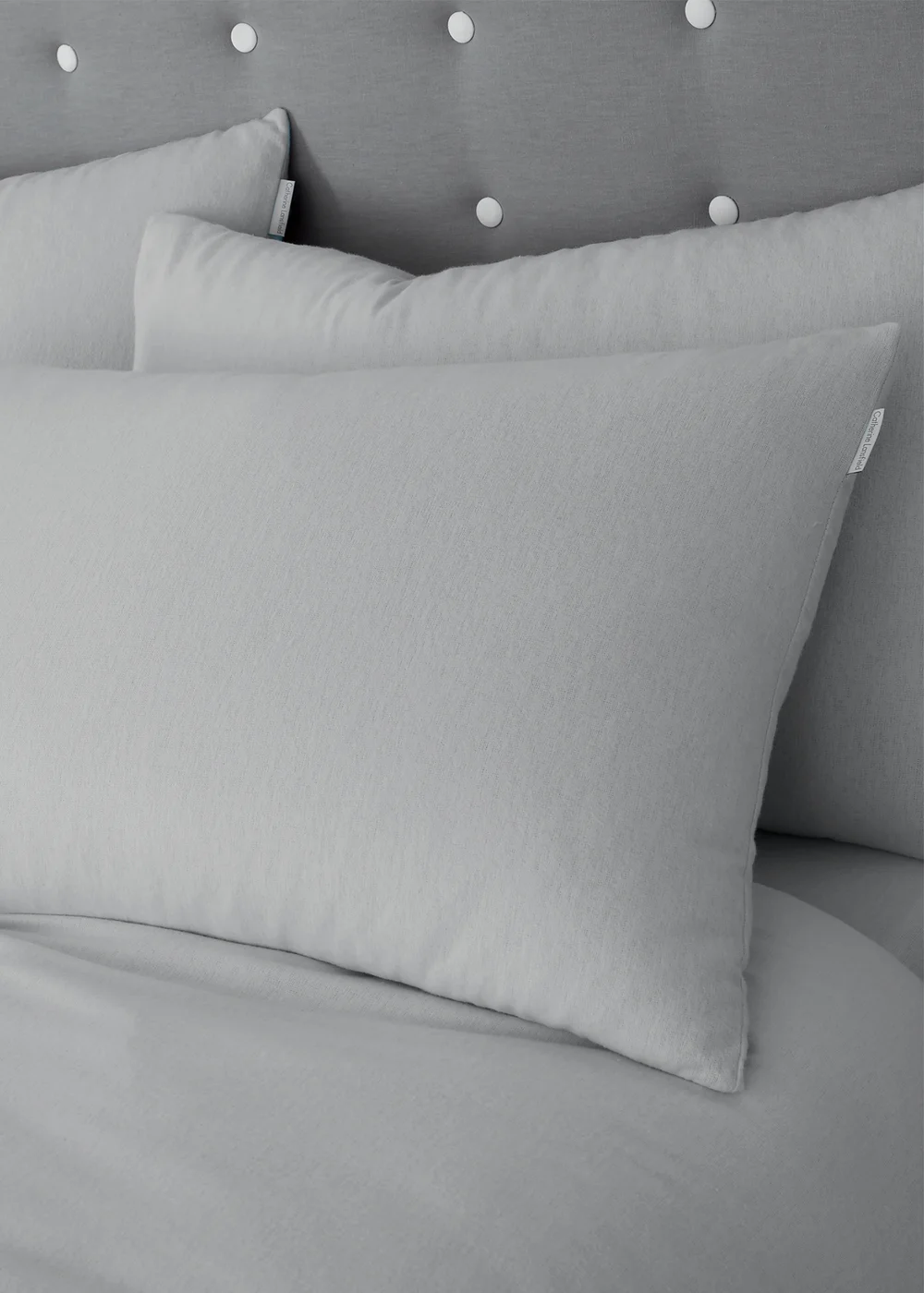 Catherine Lansfield Grey Brushed Cotton Duvet Set - Single Image 2
