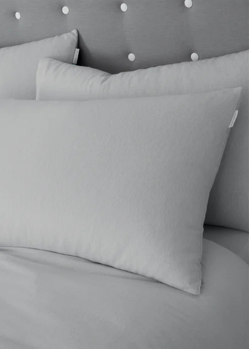 Catherine Lansfield Grey Brushed Cotton Duvet Set - Single Image 2