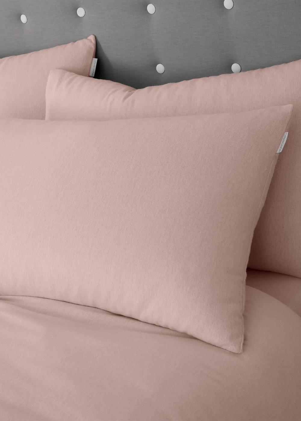 Catherine Lansfield Pink Brushed Cotton Duvet Set - Single Image 2