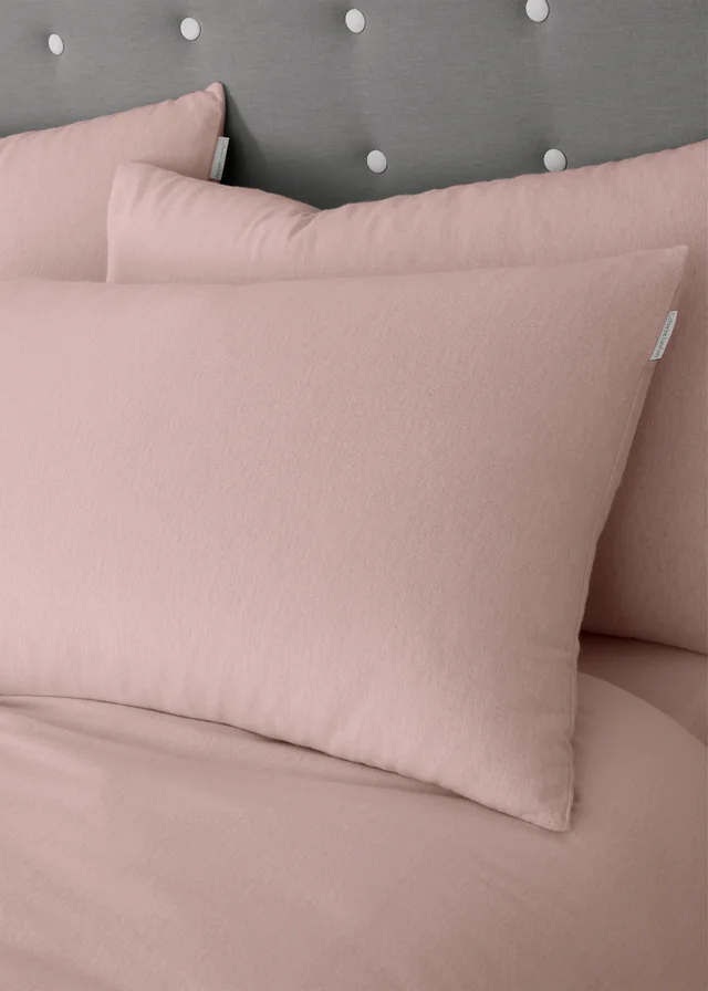 Catherine Lansfield Pink Brushed Cotton Duvet Set