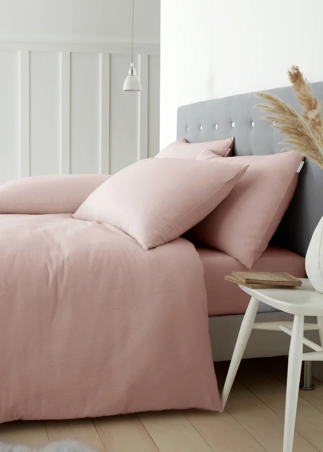 Catherine Lansfield Pink Brushed Cotton Duvet Set