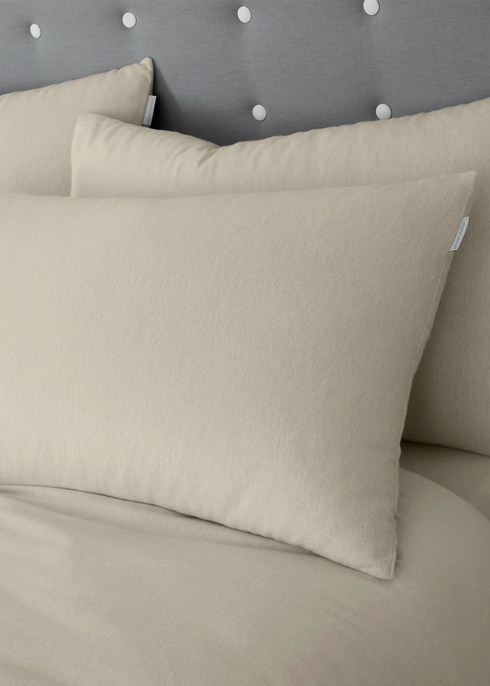 Catherine Lansfield Cream Brushed Cotton Duvet Set - Single Image 2