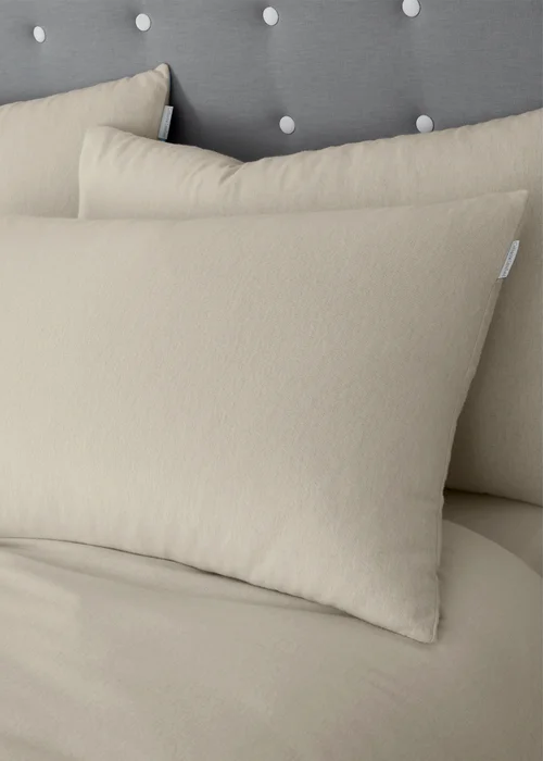 Catherine Lansfield Cream Brushed Cotton Duvet Set - Single Image 2