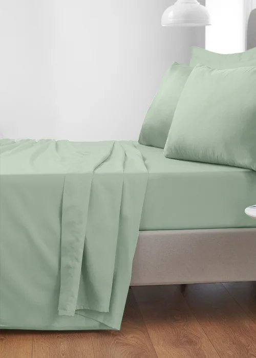 Bianca Fine Linens Green Cotton Sateen Flat Sheet - Single Image 1