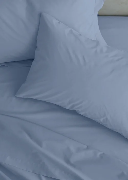 Catherine Lansfield Easy Iron Percale Standard Pillowcase Pair Blue - 50 x 75cm Image 1