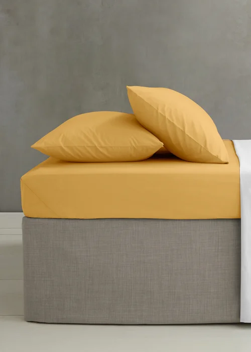 Catherine Lansfield Easy Iron Percale Standard Pillowcase Pair Yellow - 50 x 75cm Image 2