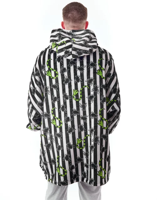 Beetlejuice Multicoloured Stripy Blanket Hoodie - One Size Image 2