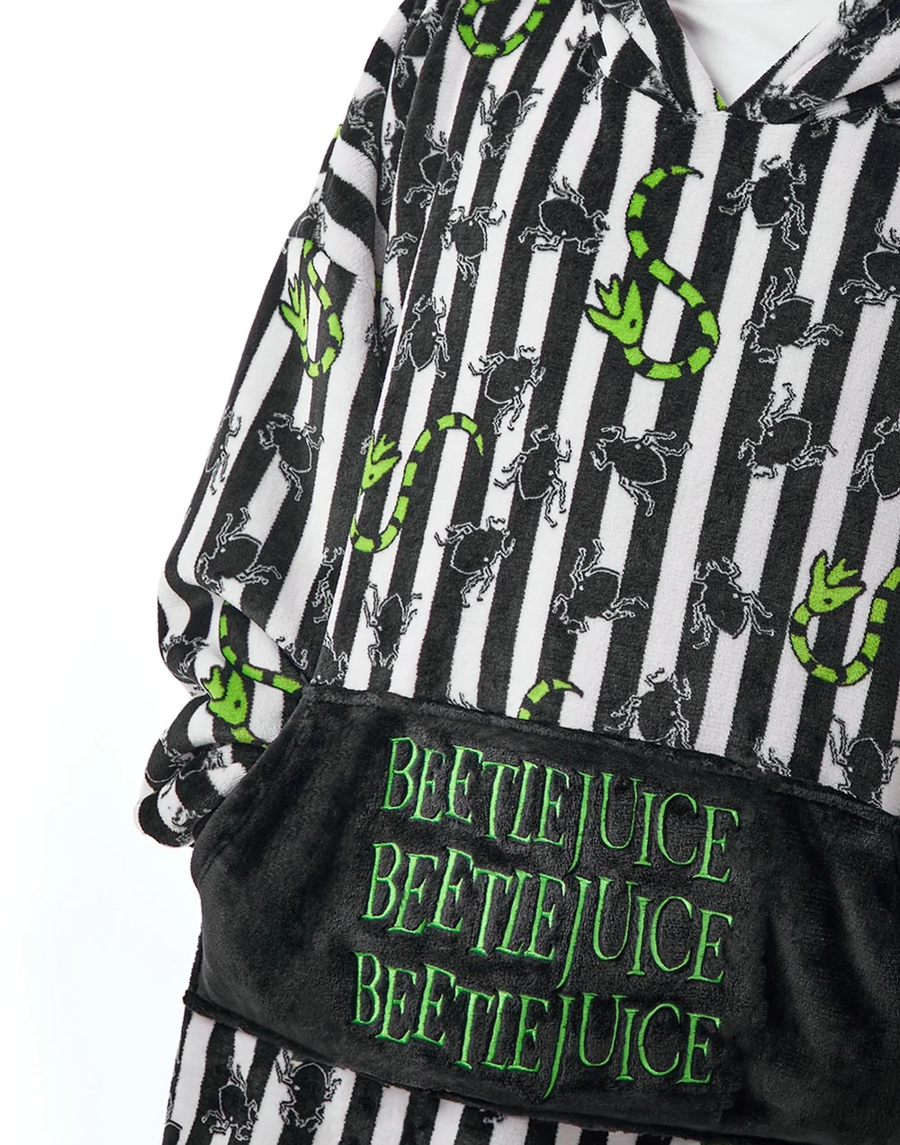 Beetlejuice Multicoloured Stripy Blanket Hoodie - One Size Image 3