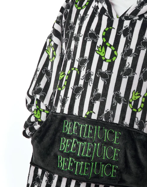 Beetlejuice Multicoloured Stripy Blanket Hoodie - One Size Image 3