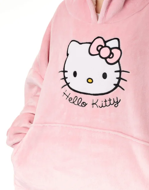 Vanilla Underground Hello Kitty Pink Character Face Blanket Hoodie - One Size Image 3
