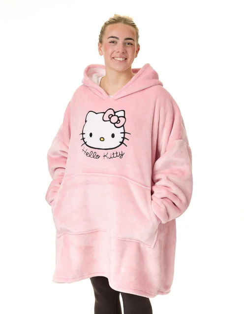 Vanilla Underground Hello Kitty Pink Character Face Blanket Hoodie - One Size Image 1