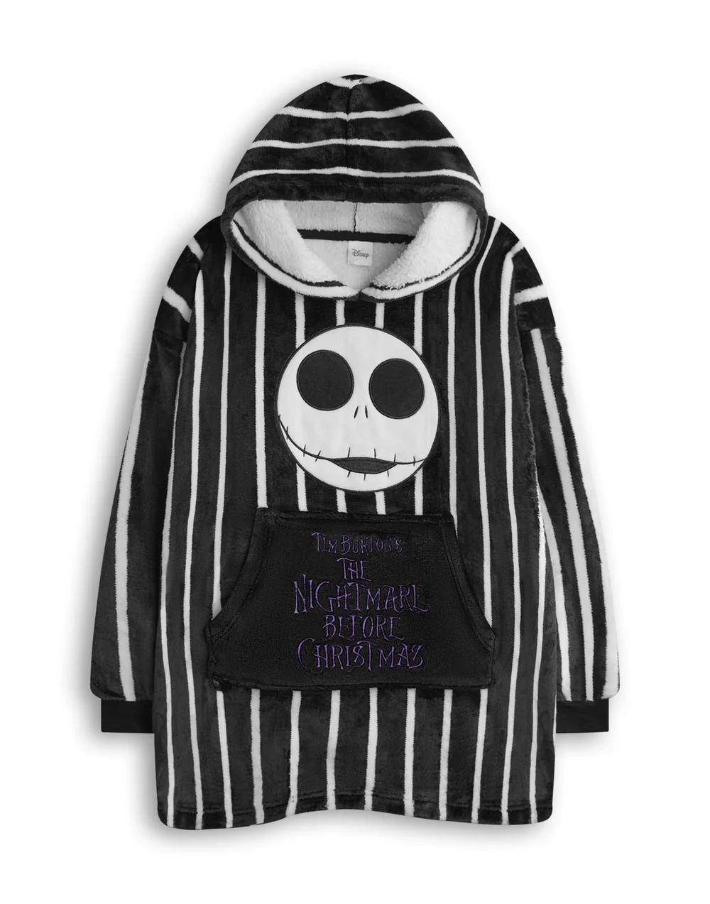 Disney The Nightmare Before Christmas Kids Black Blanket Hoodie - One Size Image 1