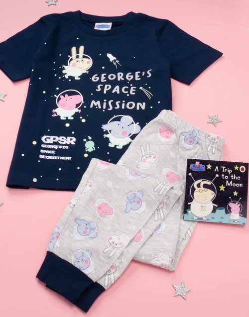 Peppa Pig Boys Blue George's Space Mission Print Pyjama Set (18 Months - 5 Years) - Age 2 - 3 Years Image 5