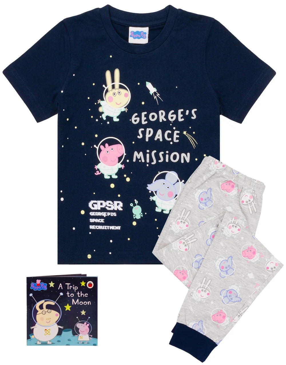 Peppa Pig Boys Blue George's Space Mission Print Pyjama Set (18 Months - 5 Years) - Age 2 - 3 Years Image 2
