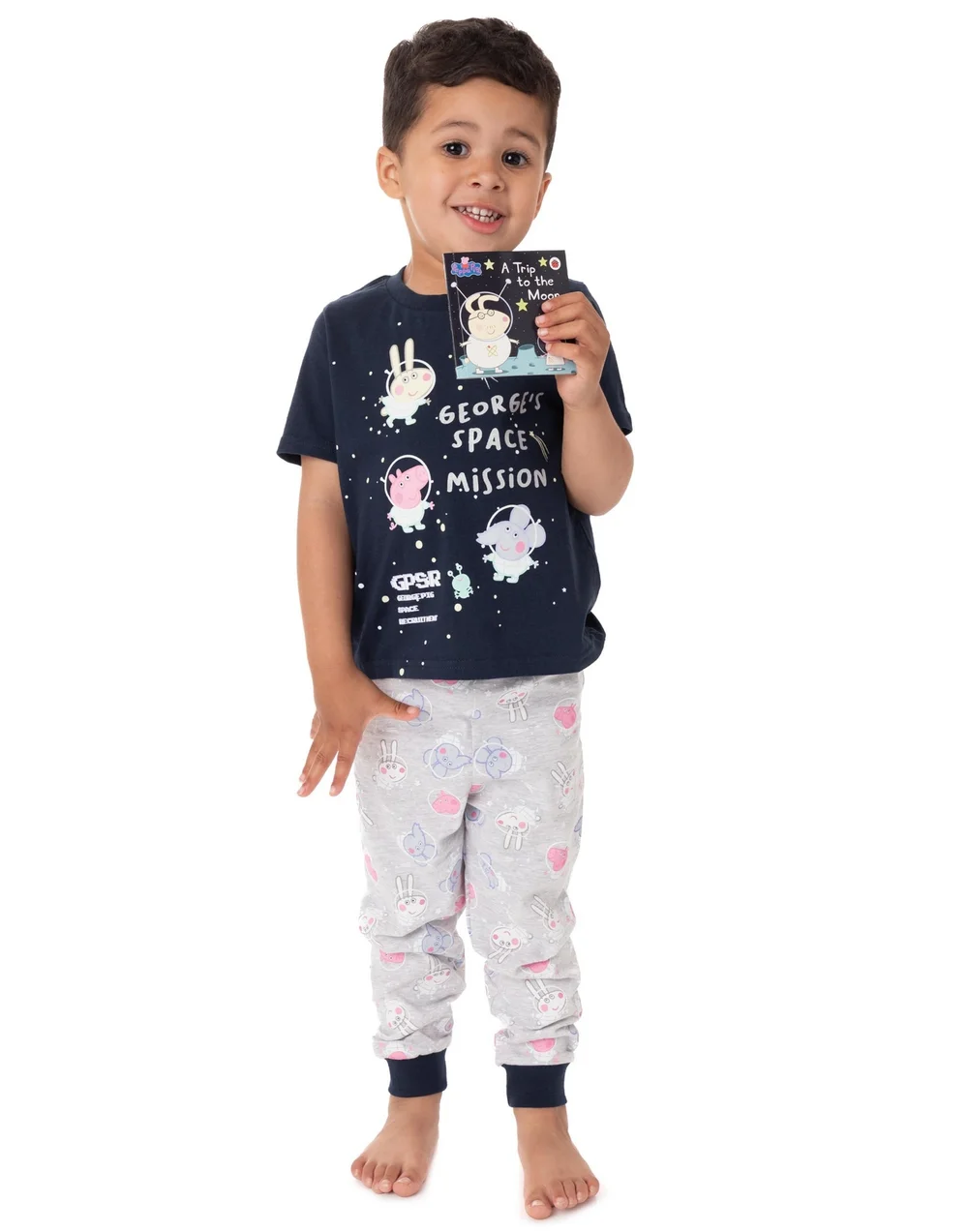 Peppa Pig Boys Blue George's Space Mission Print Pyjama Set (18 Months - 5 Years) - Age 2 - 3 Years Image 1