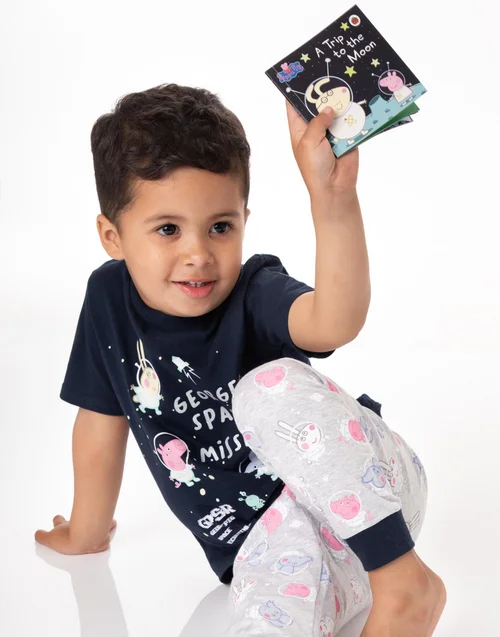 Peppa Pig Boys Blue George's Space Mission Print Pyjama Set (18 Months - 5 Years) - Age 2 - 3 Years Image 4