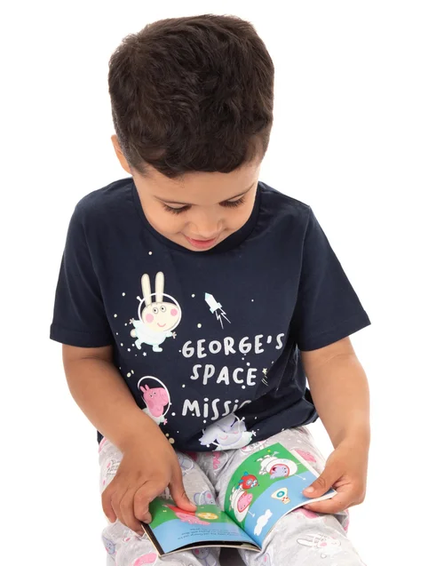 Peppa Pig Boys Blue George's Space Mission Print Pyjama Set (18 Months - 5 Years) - Age 2 - 3 Years Image 3
