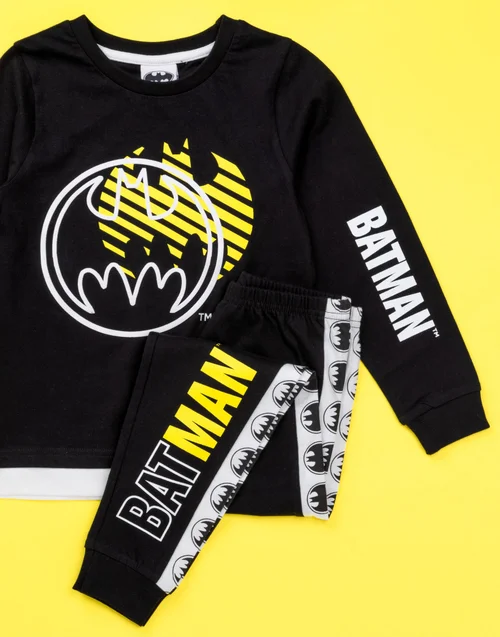 Vanilla Underground DC Comics Boys Black Stylised Batman Logo Pyjama Set (3 - 14 Years) - Age 5-6 Years Image 5