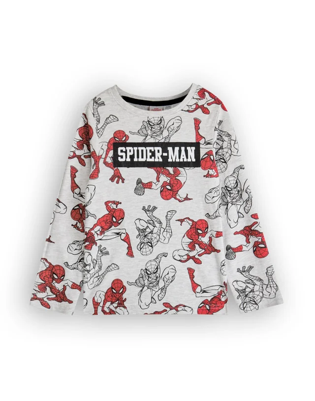 Vanilla Underground Marvel Boys Grey SpiderMan Long Sleeve Long Leg Pyjama Set (2 - 8 Years)