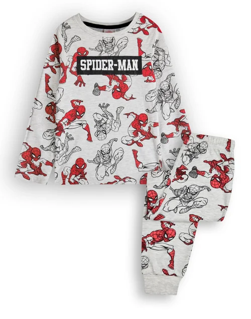 Vanilla Underground Marvel Boys Grey SpiderMan Long Sleeve Long Leg Pyjama Set (2 - 8 Years) - Age 6-7 Years Image 1