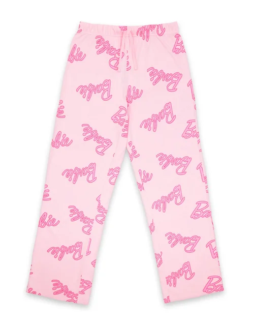 Vanilla Underground Barbie Womens Pink Logo All Over Print Pyjama Set - Large Image 2