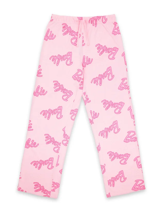 Vanilla Underground Barbie Womens Pink Logo All Over Print Pyjama Set