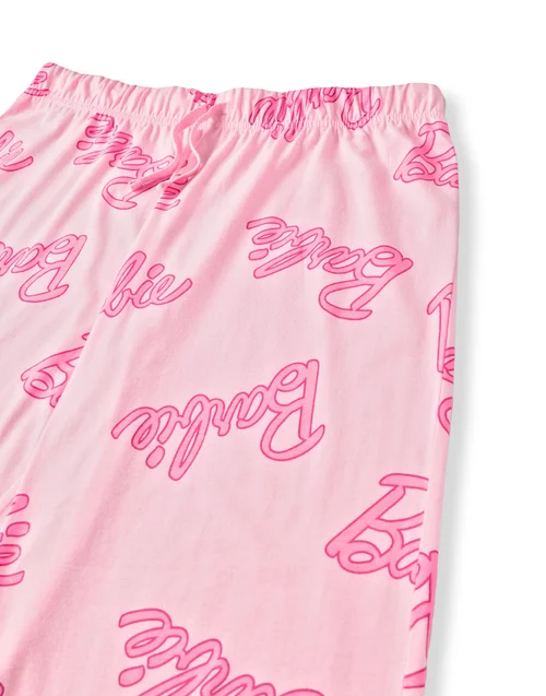 Vanilla Underground Barbie Womens Pink Logo All Over Print Pyjama Set - Large Image 5