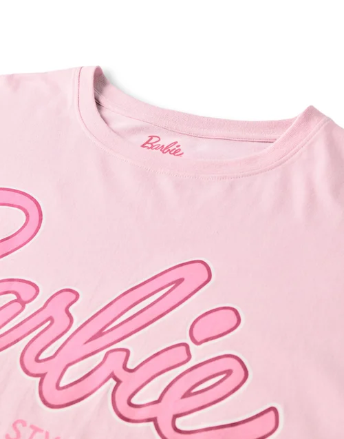 Vanilla Underground Barbie Womens Pink Logo All Over Print Pyjama Set - Large Image 4