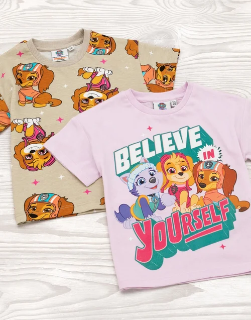 Vanilla Underground Paw Patrol Girls Multicoloured Believe In Yourself 2 Pack T-Shirts (2 - 7 Years) - 2-3 Yrs Image 4